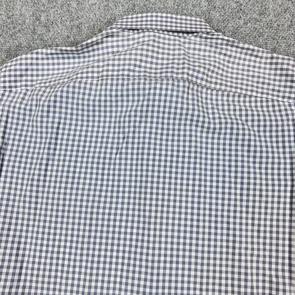 Untuckit Shirt Mens L Grey Gingham Checkered Long Sleeve Stretch Performance - Picture 9 of 9